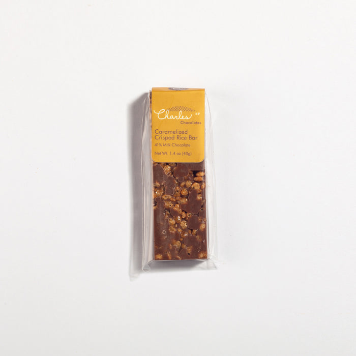 Mini Milk Chocolate Crisped Rice Bar in labeled packaging