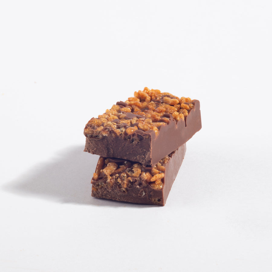 Stacked pieces of Mini Milk Chocolate Crisped Rice Bar