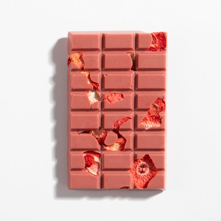 Unwrapped ruby chocolate strawberry tablet