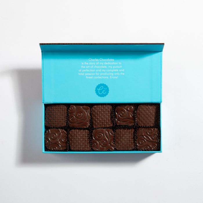 Open smaller box of Fleur de Sel Chocolate-Covered Caramels