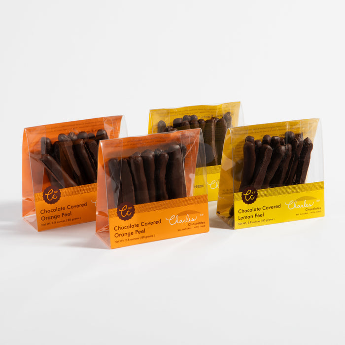 Four-pack citrus assortment with two orange-peel and two lemon-peel packages