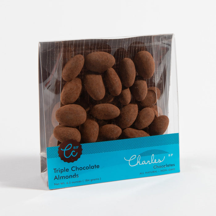 Labeled bag of Triple Chocolate California Almonds