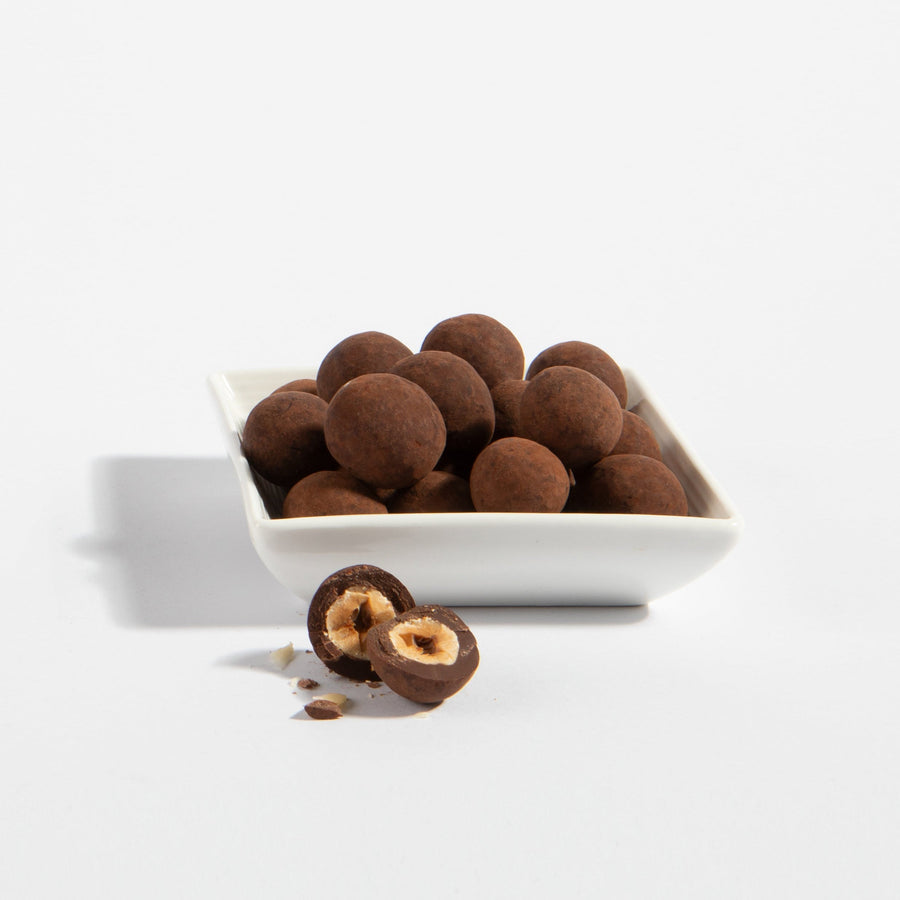 Triple Chocolate Oregon Hazelnuts in a serving dish