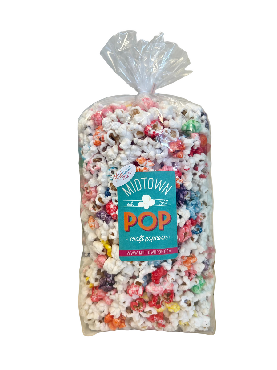Bag of confetti and salted white popcorn mix
