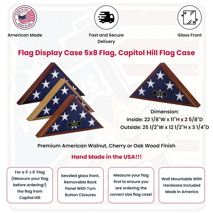 American Flag Display Case, Flag Display case, Wood Flag Display case