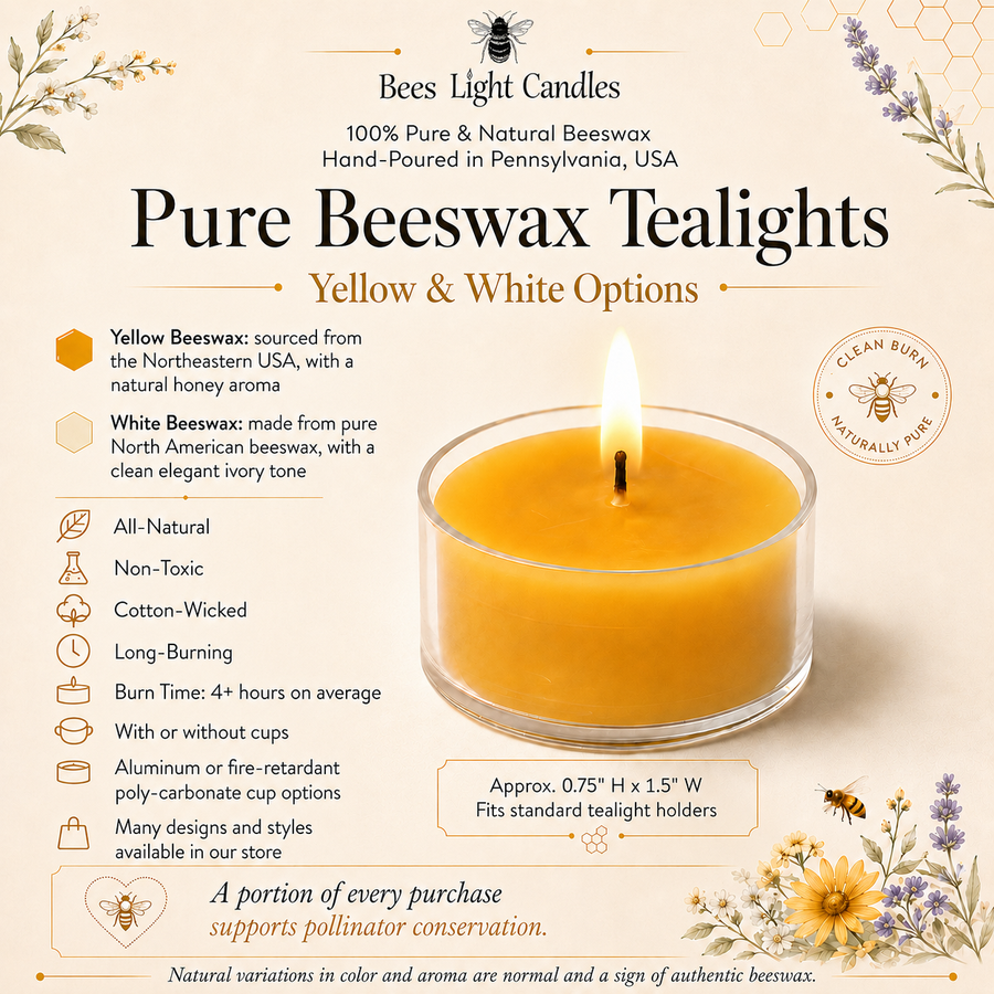 Clear Glass Tealight Holders, Optional Beeswax Candles
