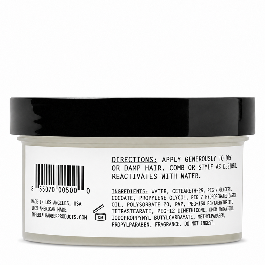 Imperial Classic Pomade — Classic Pomade jar, rear directions and ingredients