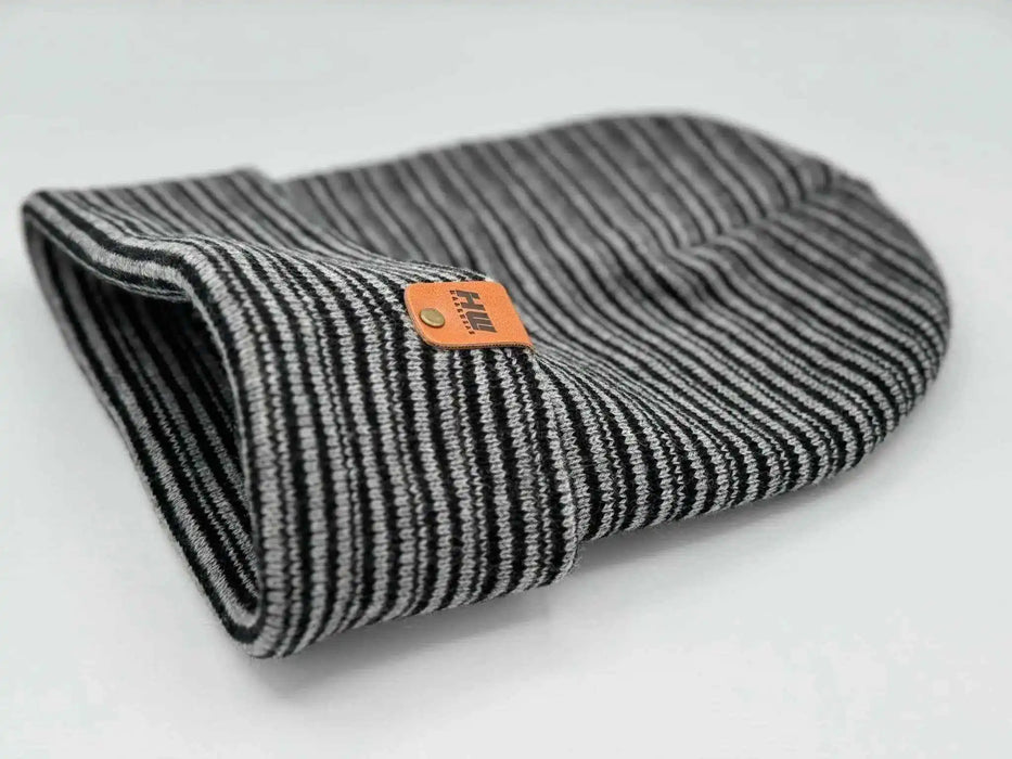 Classic Contrast Cuffed Beanie, Black and Gray