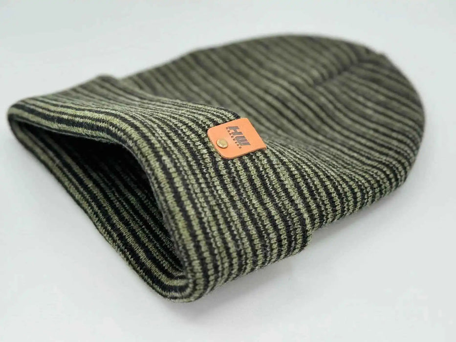Classic Contrast Cuffed Beanie, Black and Green