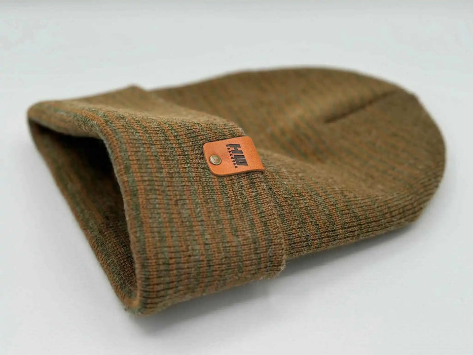 Classic Contrast Cuffed Beanie, Brown and Green