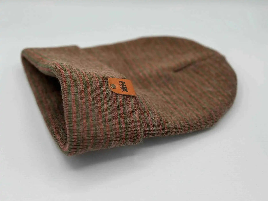 Classic Contrast Cuffed Beanie, Burgundy and Green