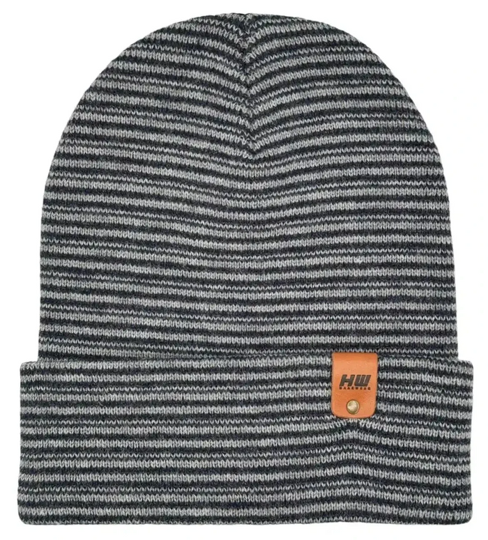 Classic Contrast Cuffed Beanie, Gray and Denim Blue