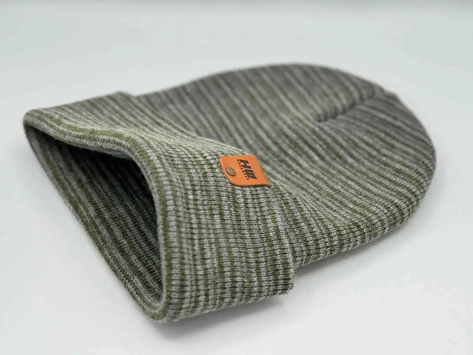 Classic Contrast Cuffed Beanie, Gray and Green