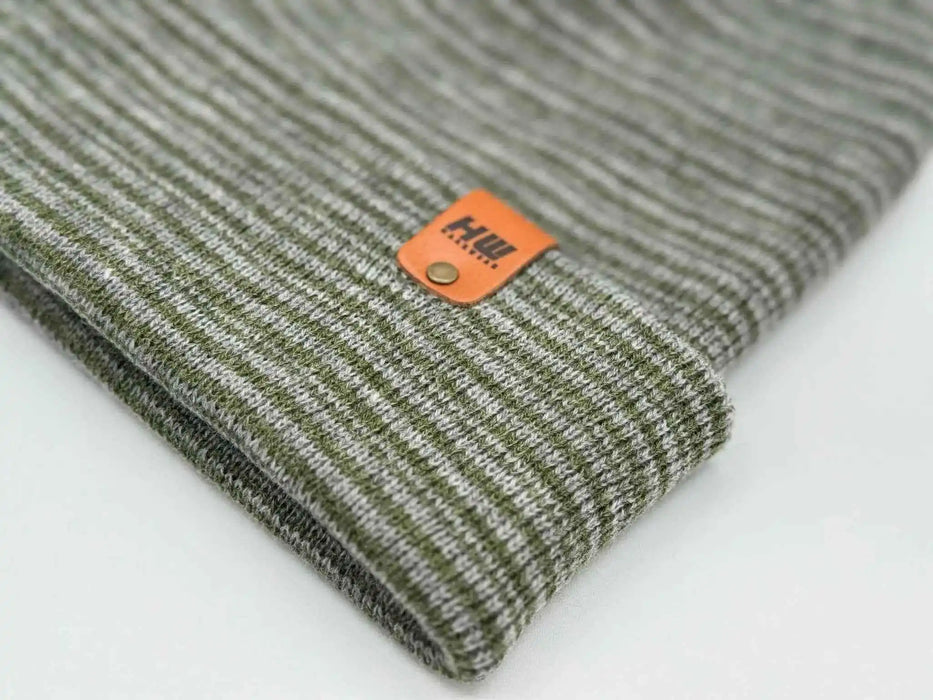 Classic Contrast Cuffed Beanie, Gray and Green
