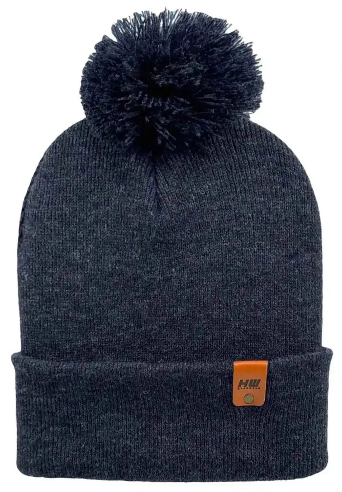 Classic Cuffed Pom Pom Beanie, Denim Blue