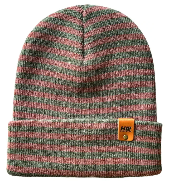 Classic RoRo Cuffed Beanie, Burgundy and Green