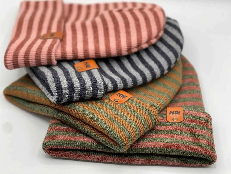 Classic RoRo Cuffed Beanie, Burgundy and Pink