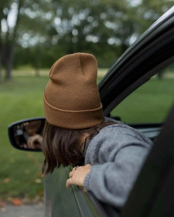 Classic Silent Cuffed Beanie, Camel Brown