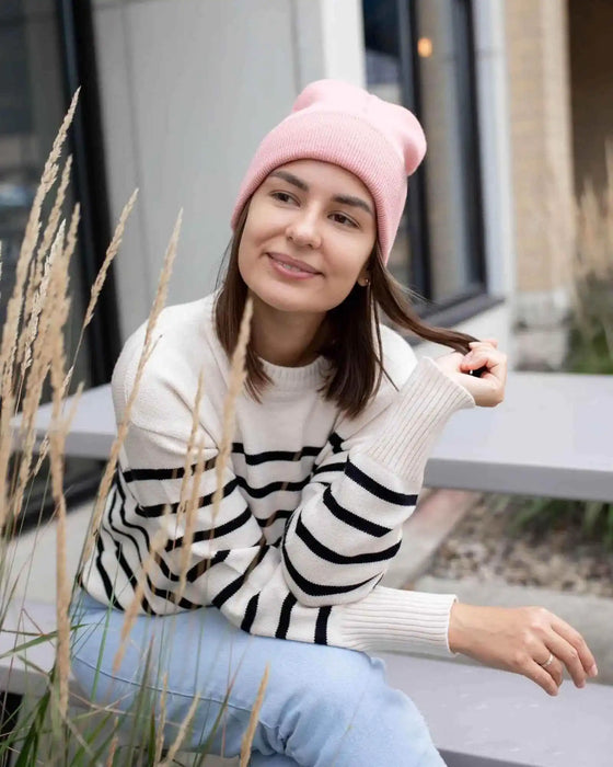 Classic Silent Cuffed Beanie, Pearl Pink