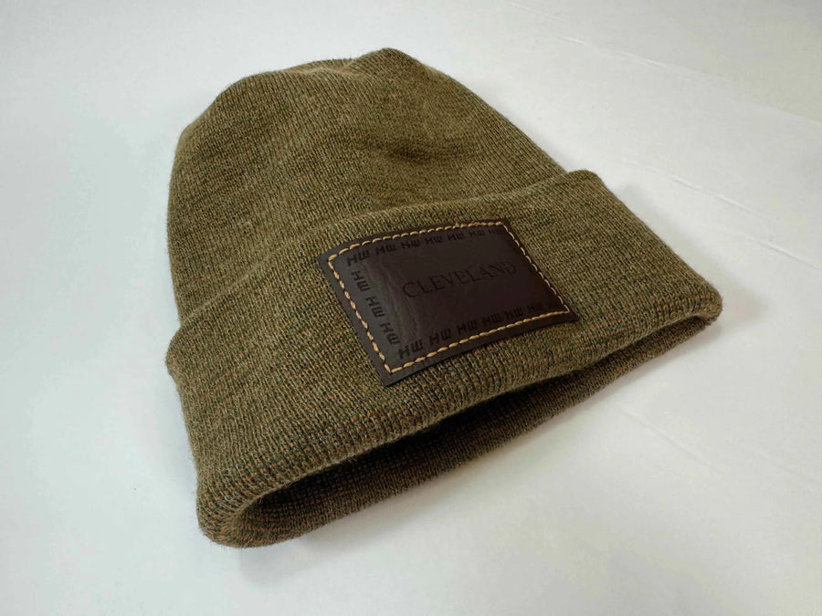 Cleveland, H Stitch Cuffed Beanie,  Brown and Green Fusion