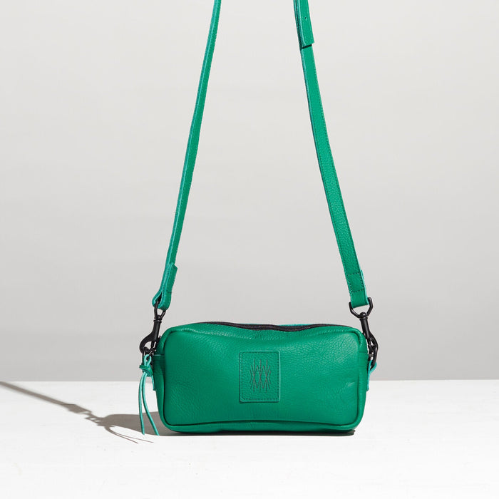 green turquoise leather cross body bag classy elegant artsy unique look made by hand in portland maine