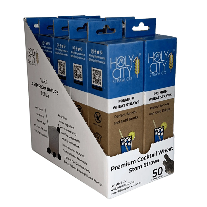 Cocktail Wheat Stem Drinking Straws Inner Pack 10 Boxes 50 ct Left Angle