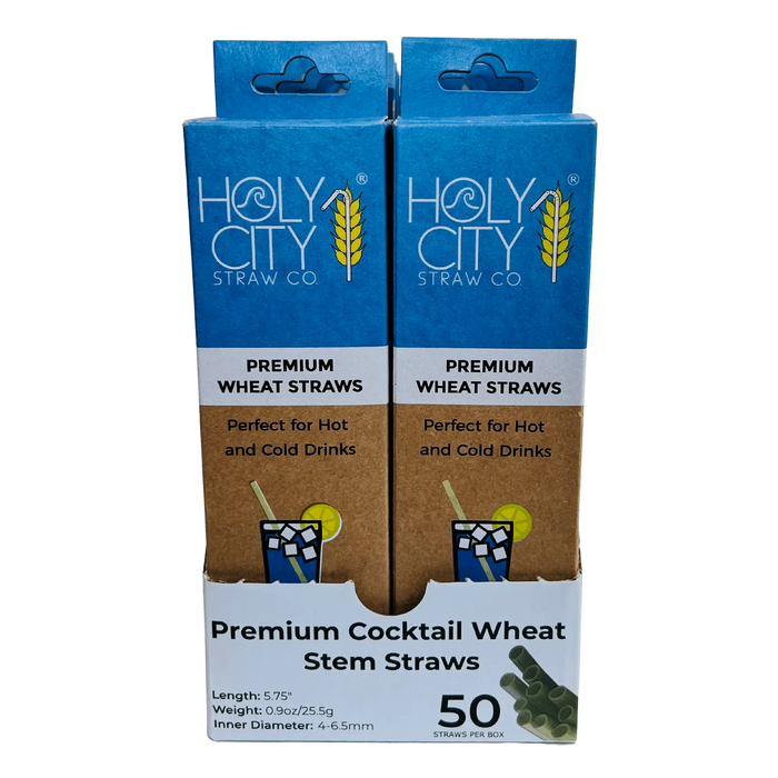 Cocktail Wheat Stem Drinking Straws Inner Pack 10 Boxes 50ct Front