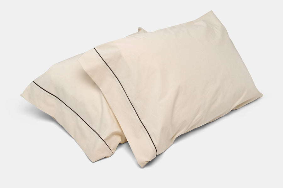 Cotton Bed Pillowcases with Classic Piping Design