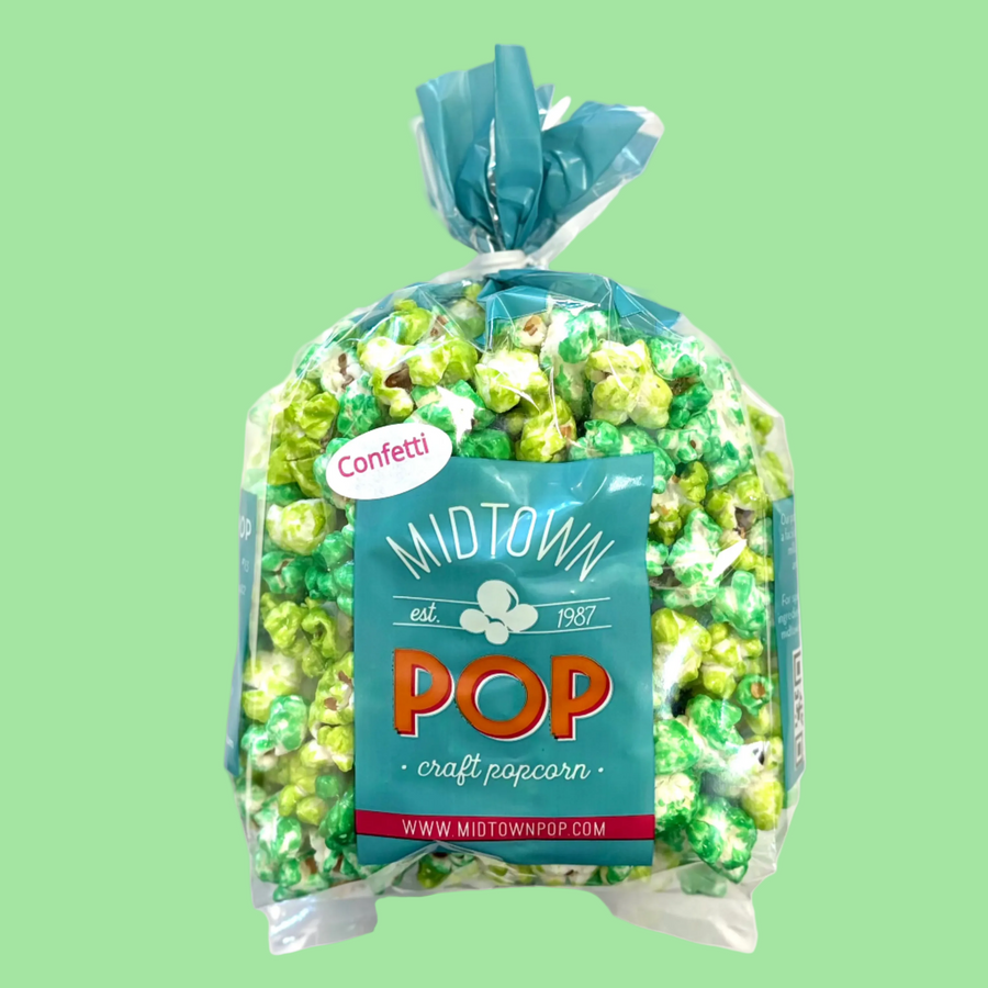 Bag of green St. Patrick's Day confetti popcorn