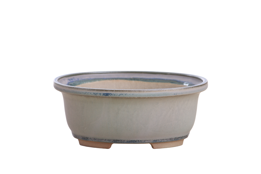6.5-Inch Fat Oval Bonsai Pot - Ocean