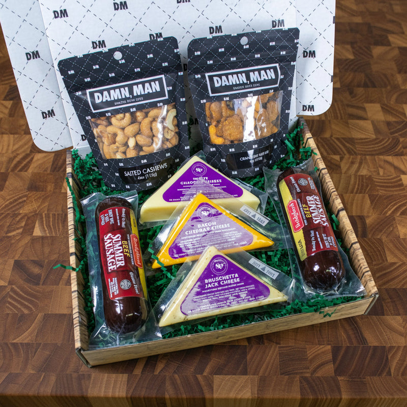 Delicatessen Gift Box – Gourmet Meat, Cheese & Nut Snack Pack by DM Snacks