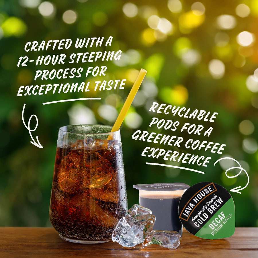Decaf cold brew with brewing-process information