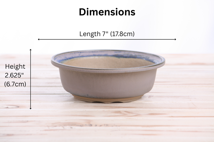 Dimensions of 7-Inch Round Bonsai Pot - Ocean