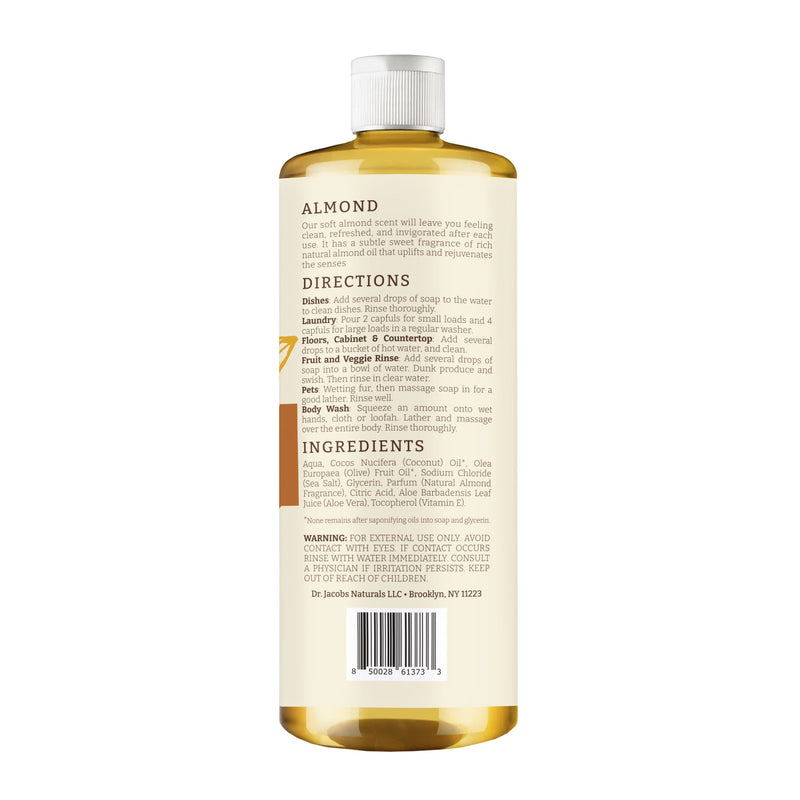 Almond All in 1 Castile Soap - Thin Formula by Dr. Jacobs Naturals