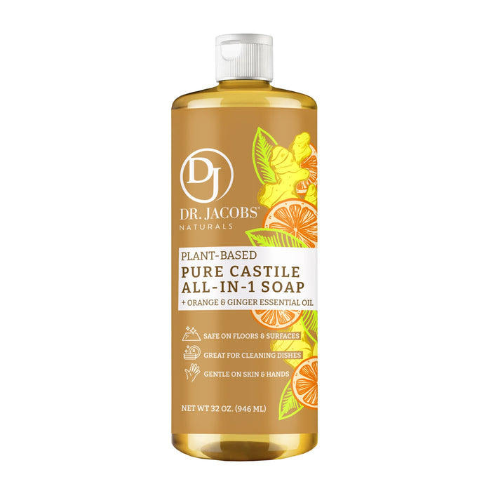 Orange & Ginger All in 1 Castile Soap - Thin Formula by Dr. Jacobs Naturals