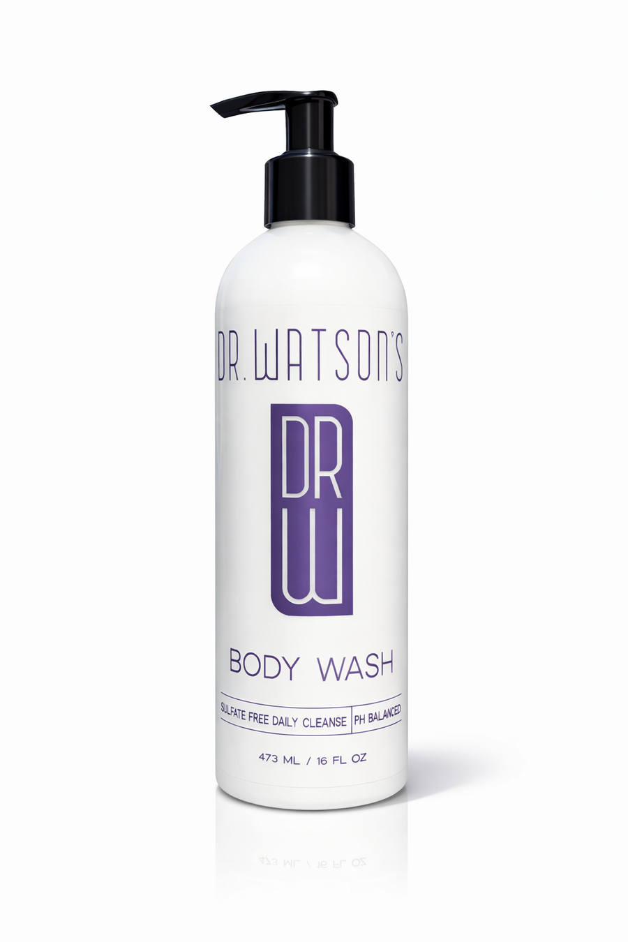 Dr. Watson's lime and mint body wash bottle with black pump