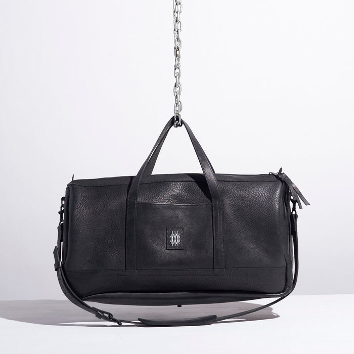 black leather travel bag elegant classy beautiful artsy unique made by hand in portland maine