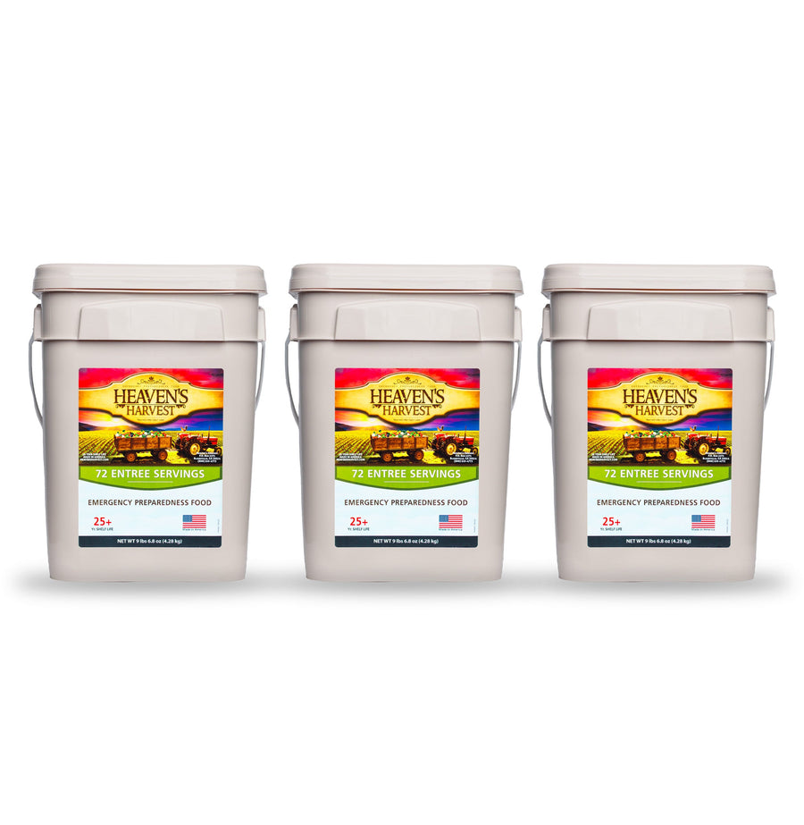 Three Heaven's Harvest entree food buckets