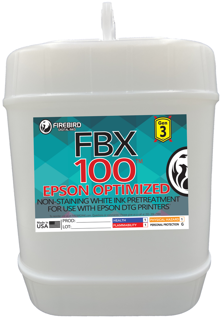 FBX-100 Gen3 Epson Optimized pretreatment in a 5-gallon container