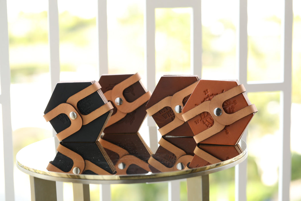 Leather Hexagon Coaster Set - Lifetime Leather Co
