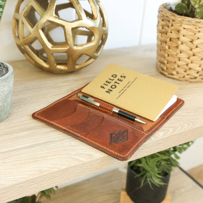 Open Field Notes Wallet on a table.