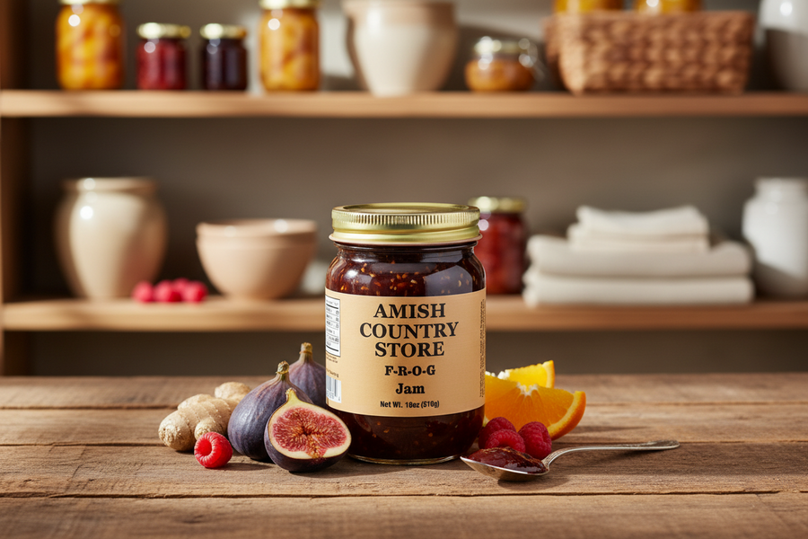 F.R.O.G. Jam (Fig, Raspberry, Orange & Ginger) 18 oz | Amish Country Store