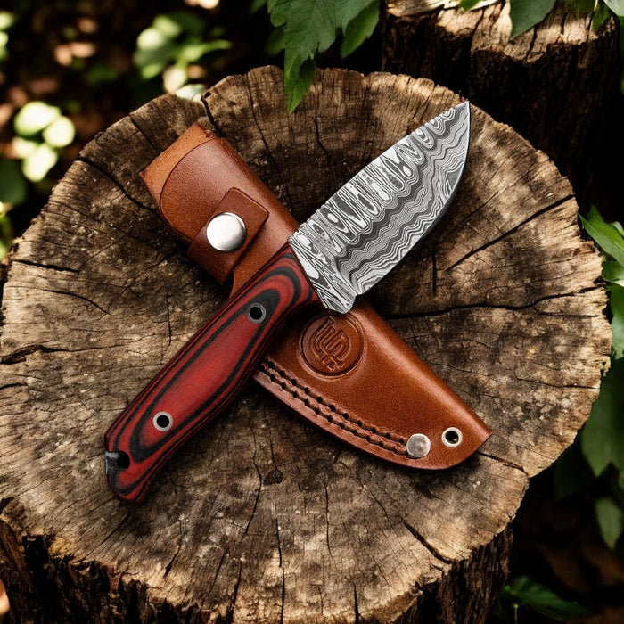 Handmade Damascus Hunting Knife with Exotic Wood Handle