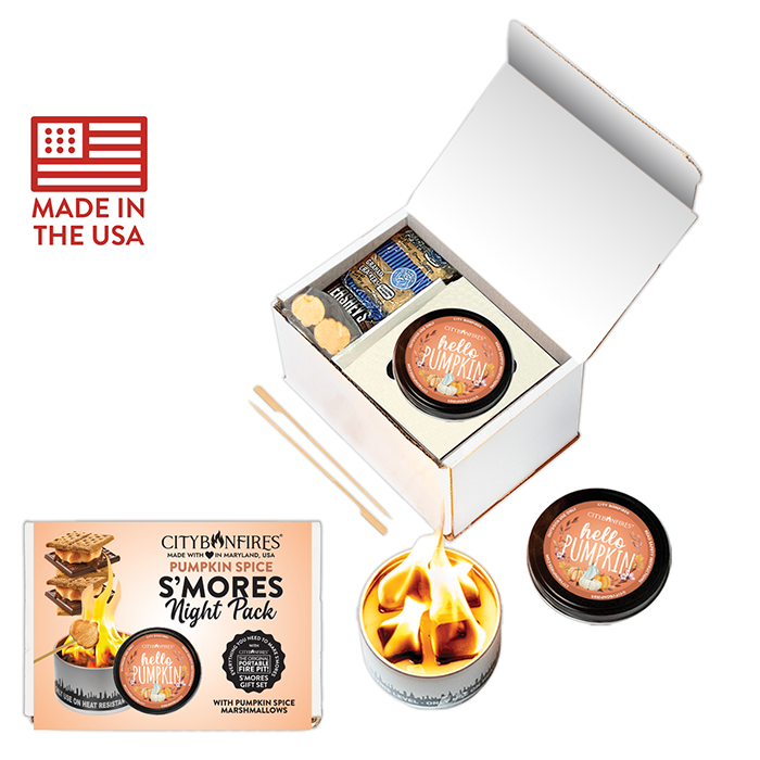 Pumpkin Spice Night Pack box and included bonfire