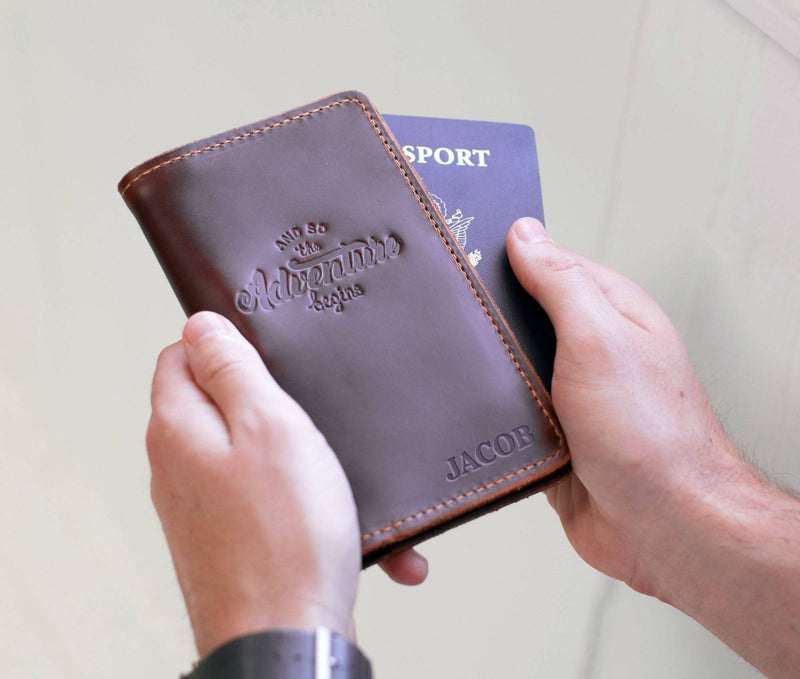 Brown Personalized Lifetime Leather Field Notes Wallet.