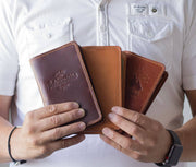 3 different colors of the Lifetime Leather Field Notes Wallets.