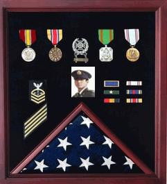 Vietnam Veteran Flag Display Case hold a flag and certificate for a 5 x 9.5 flag or a 3 x 5 flag.