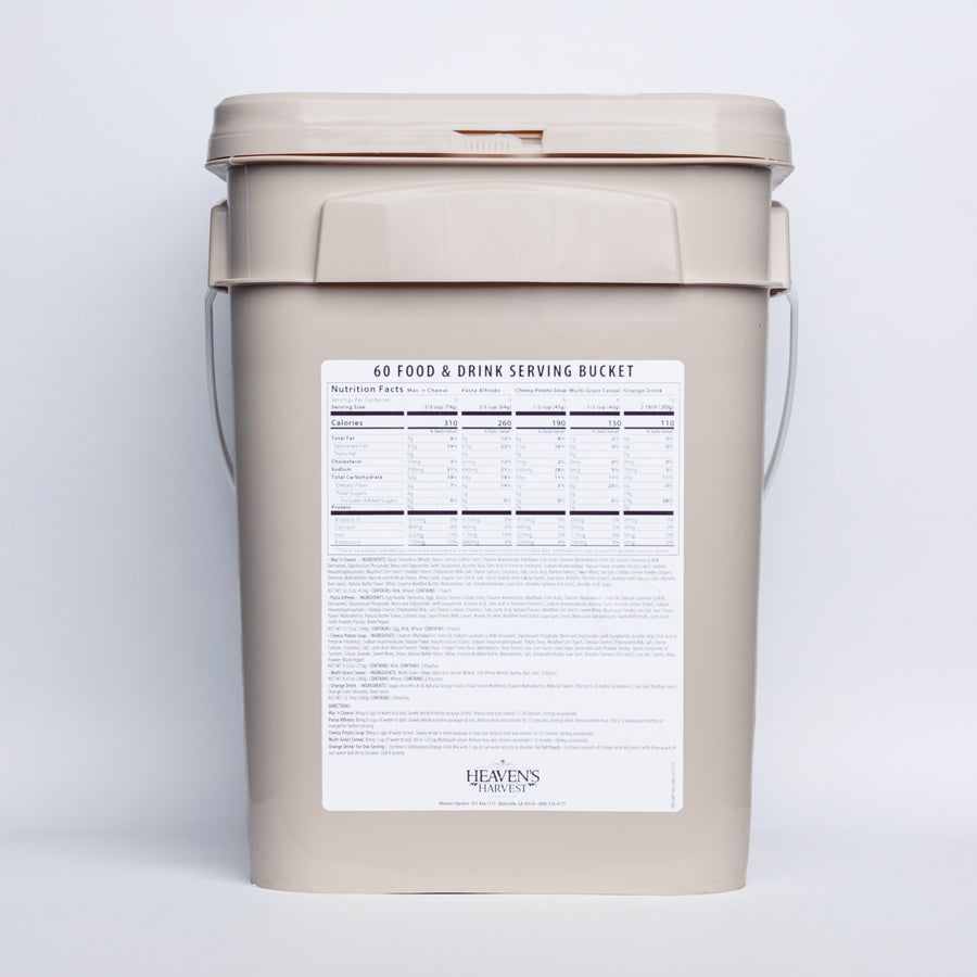 Starter food and drink bucket, rear label