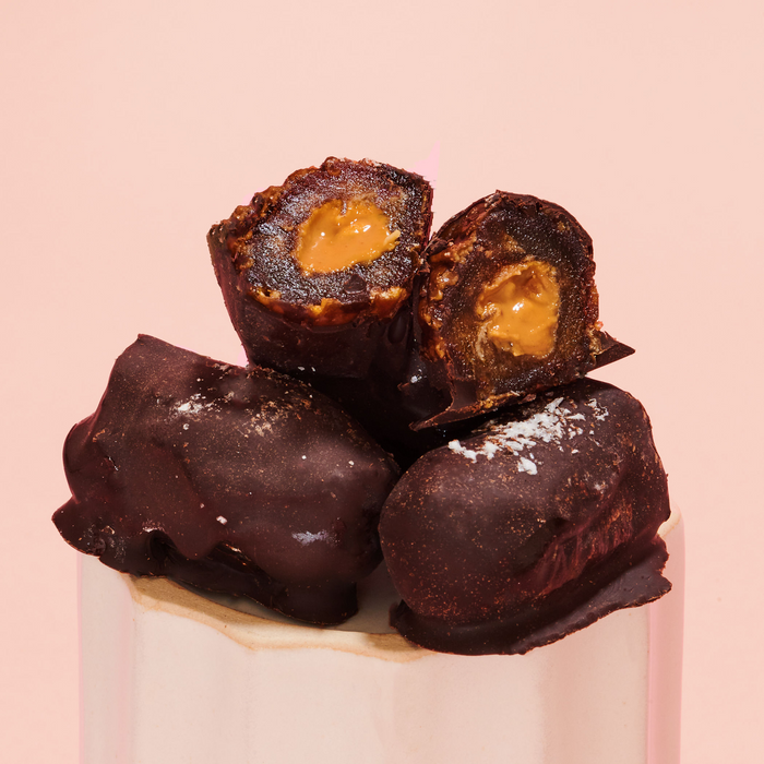 French Squirrel Almond Butter Bateaux au Chocolat Chocolate Stuffed Dates (3 dates per bag) x 4 bags case by Farm2Me