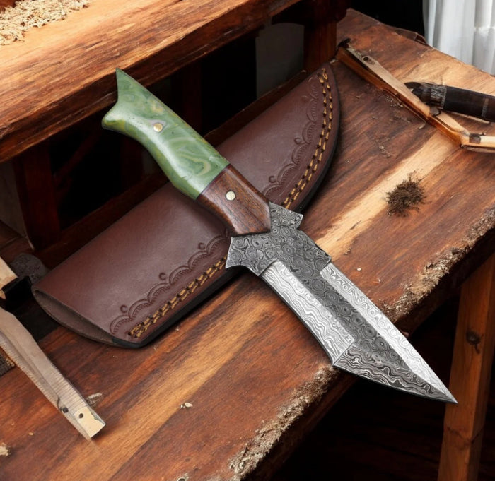 Camel Bone Hand Forged Damascus Steel Hunting Knife